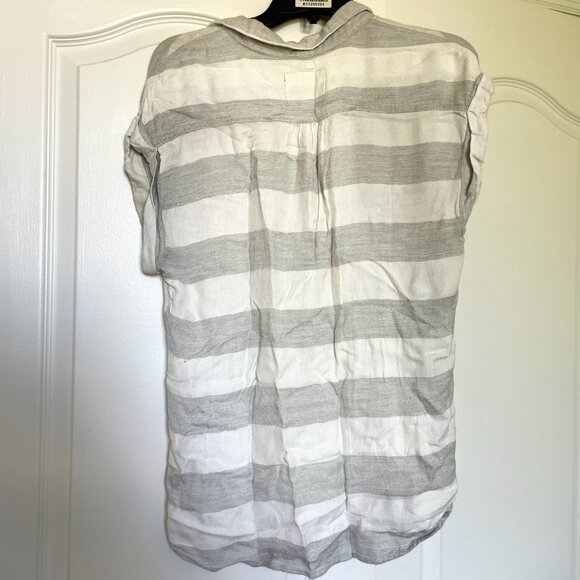 Rails Grey and White Striped Short Cap Sleeve Button Down - Picture 6 of 6